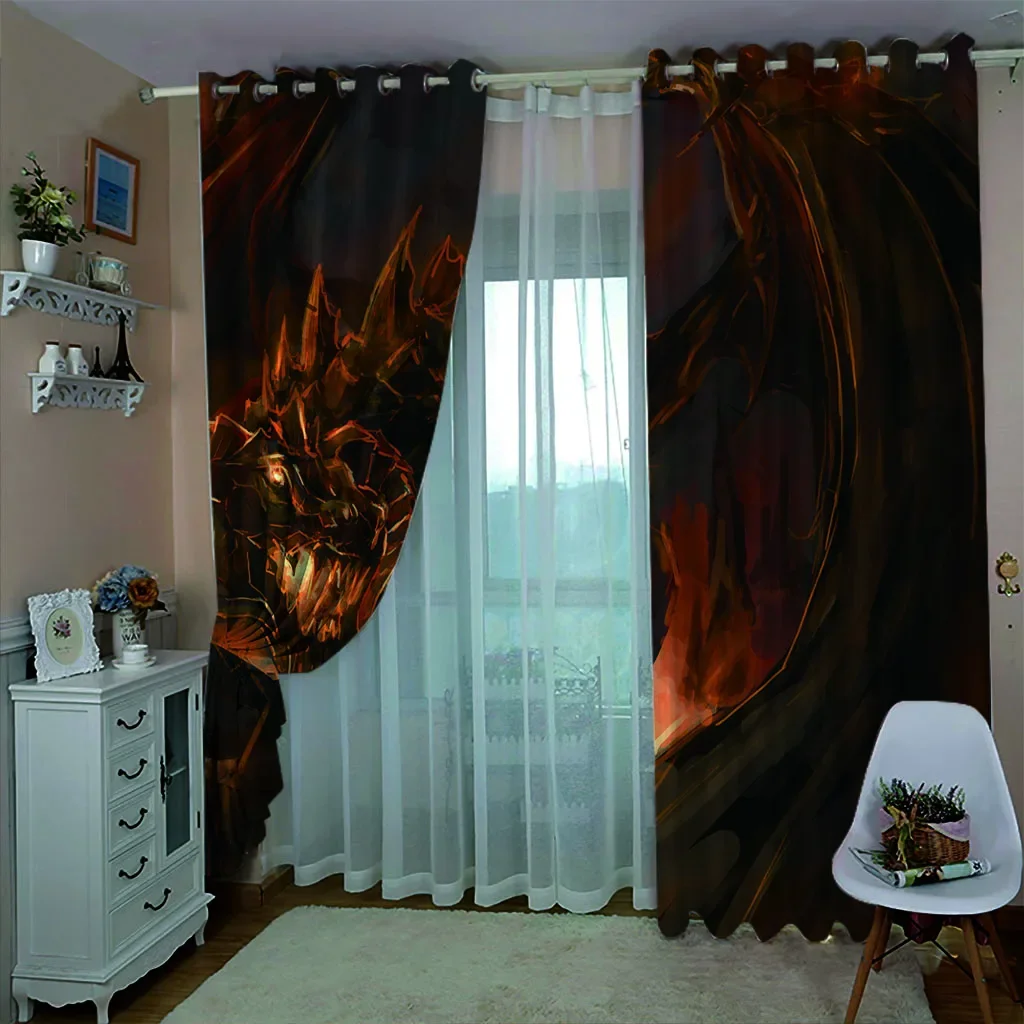 Halloween Night Skeleton Funny Printing Adult Children Bedroom Living Room Curtain Shade Fabric Custom Hook Decorative Curtain