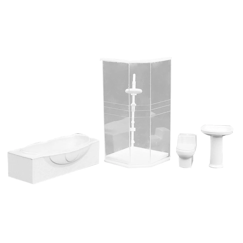 1:25 Puppenhaus Miniatur Bad Set Duschraum Toilette Badewanne Waschbecken Modell Spielzeug Mini Puppenhaus Zubehör