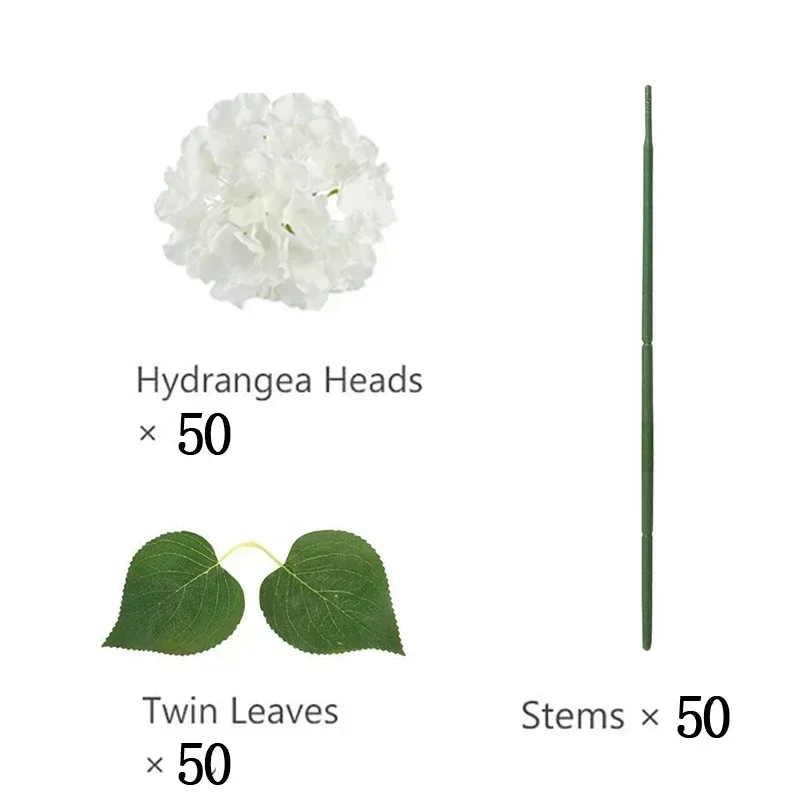 50 stuks kunstmatige hortensia bloemen zijden hortensia hoofden voor bruiloft