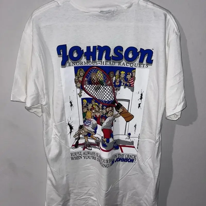 Big Johnson Enormous Head Racquet T Shirt Size Large Sex Humor Vtg 90S Made Usa