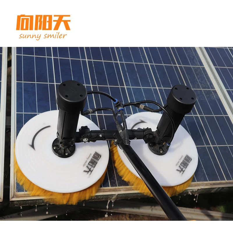 Solar cleaning dual brush solar panel cleaning equipment can be equipped with lithium battery brush motors