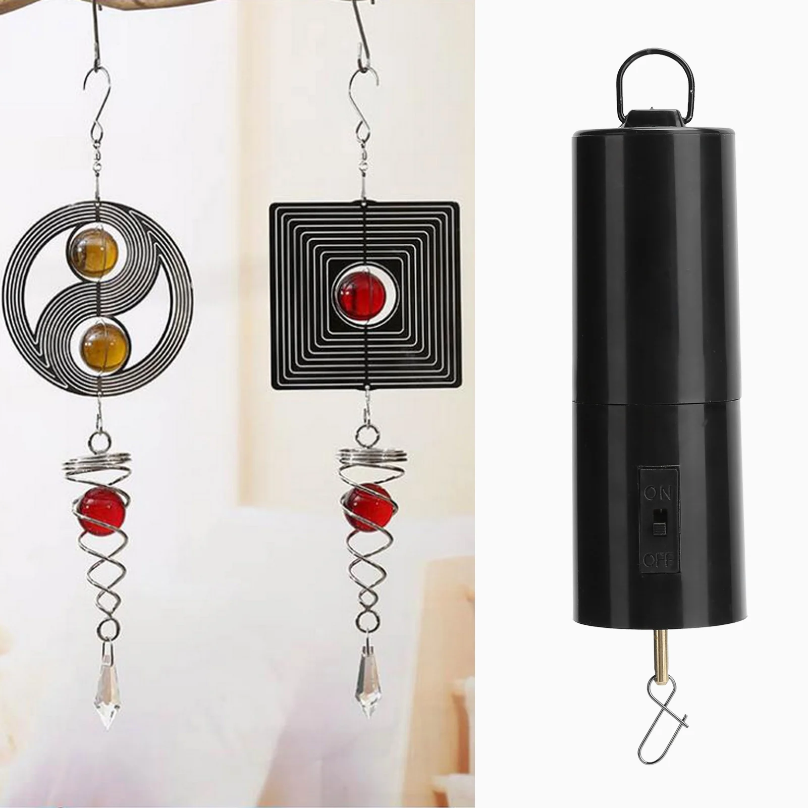 Hanging Black Rotating Motor for Wind Chimes Mobile Battery Operated Garden Decor Accessoy Hanging Display Motor Garden Accessoy