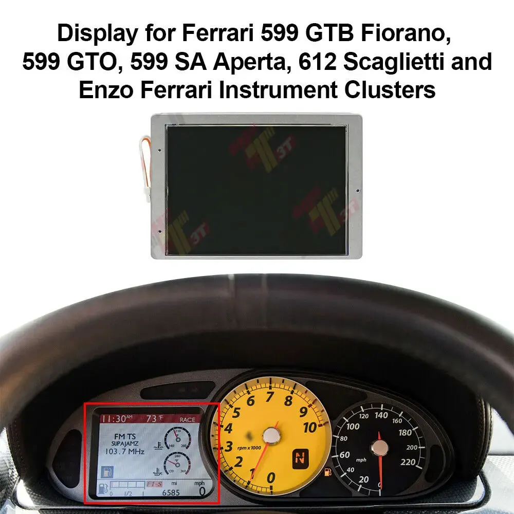 

Display for Ferrari 599 GTB Fiorano, 599 GTO, 599 SA Aperta Instrument Clusters Dashboard LCD Screen