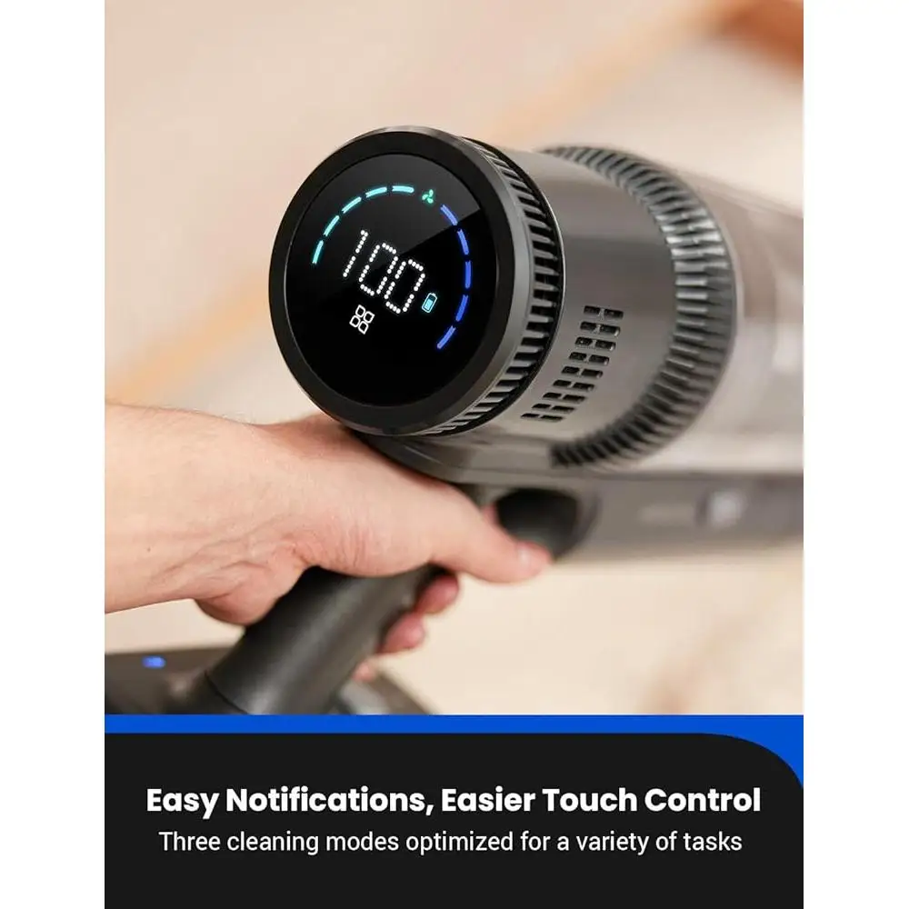 무선 진공 청소기 습식 건식 걸레 콤보 45Kpa 흡입 조용한 디지털 모터 분리형 배터리 LED 디스플레이 50분 런타임 HEPA