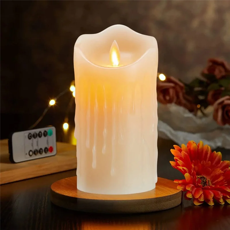 Velas LED Flameless Flickering, Real Wax, Velas recarregáveis com controle remoto, 10cm