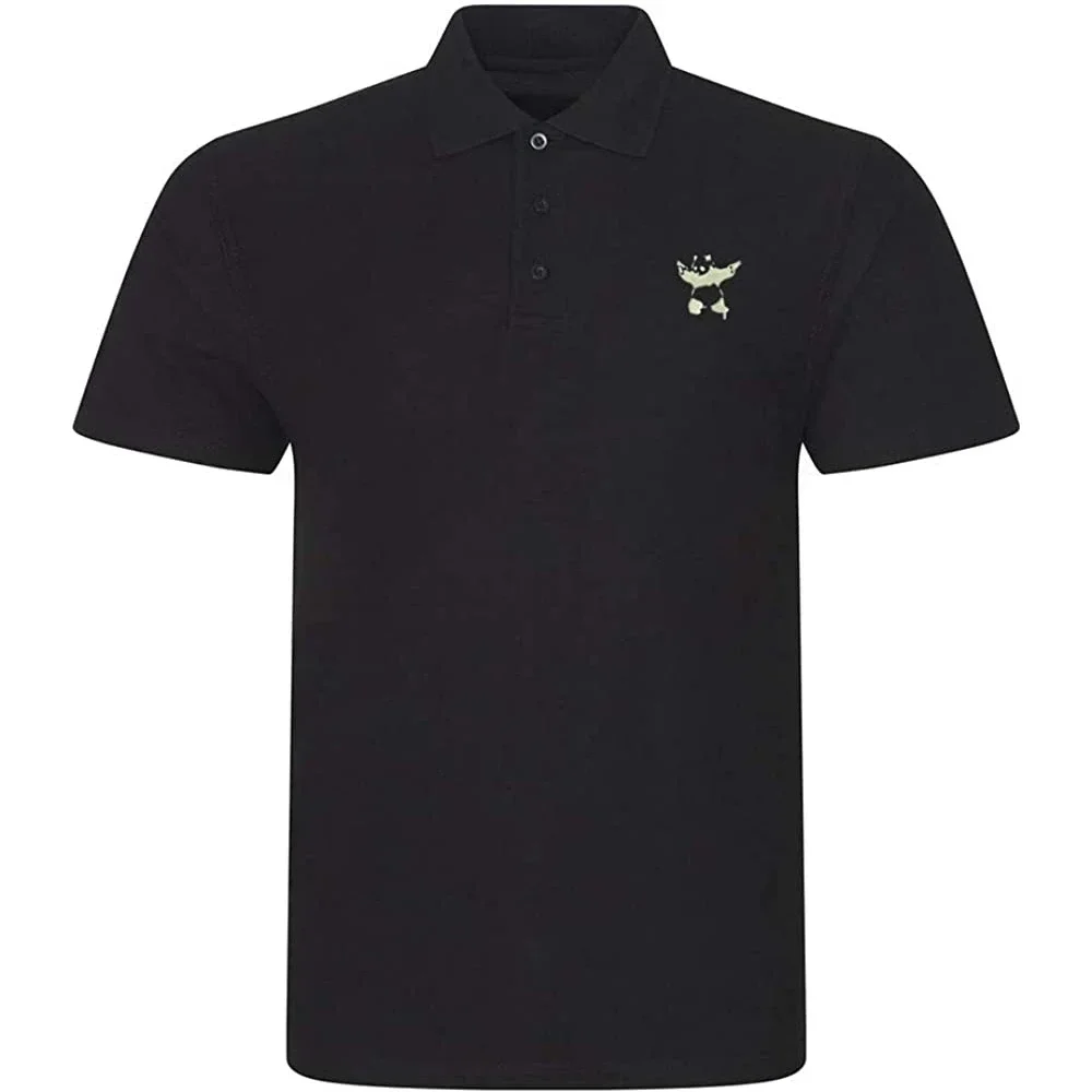 

Lyprerazy Men's Polo Shirt Panda with Gun Embroidered Short Sleeve Polo-Shirt Embroidery Casual Golf Shirt