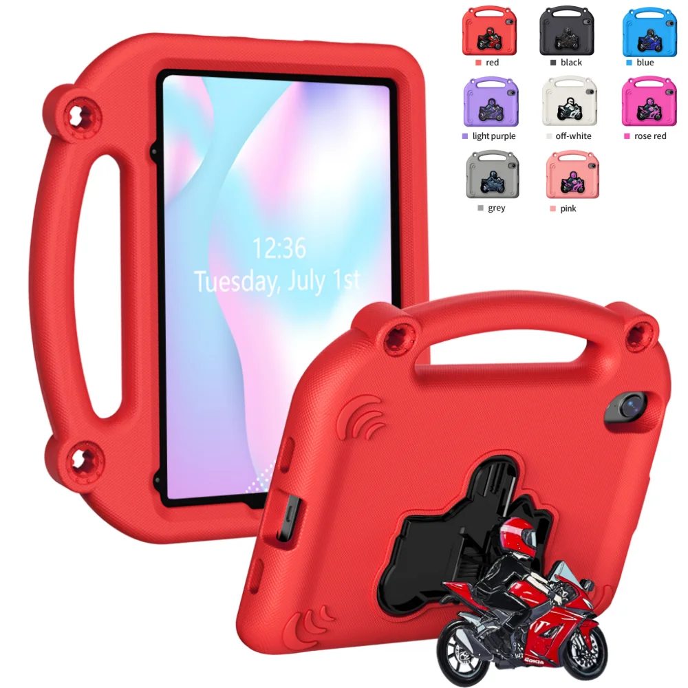 حافظة أطفال لجهاز iPad mini 7 6 8.3 بوصة A2995 mini 5 4 3 2 1 7.9 بوصة A2124 EVA غطاء لوحي مقاوم للصدمات مع حامل دراجة نارية أنيق