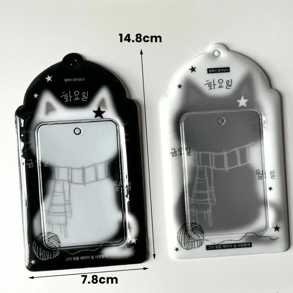 Simple 3-inch Photo Storage Photocard Case Black Cat Multifunctional Photocard Holder Idol Photos Protective Cover