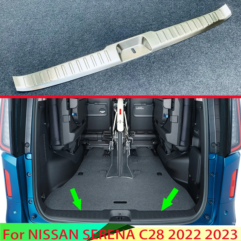 For NISSAN SERENA C28 2022 2023 Car Accessories Stainless Steel Rear Trunk Scuff Plate Door Sill Cover Molding Garnish