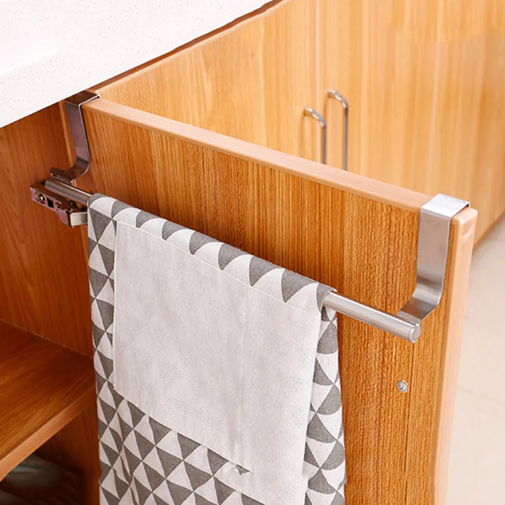 2Pcs Stainless Steel Towel Bar Wall Mounted Heavy Duty Kitchen Bathroom Towel Holder Modern Minimalist Design for Hand Dish Bath