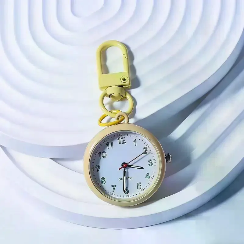 Silent Movement Exam Watch Alloy Case Pocket Watch Mini Size Reusable Design Keychain Watch Backpack Decoration Daily Use
