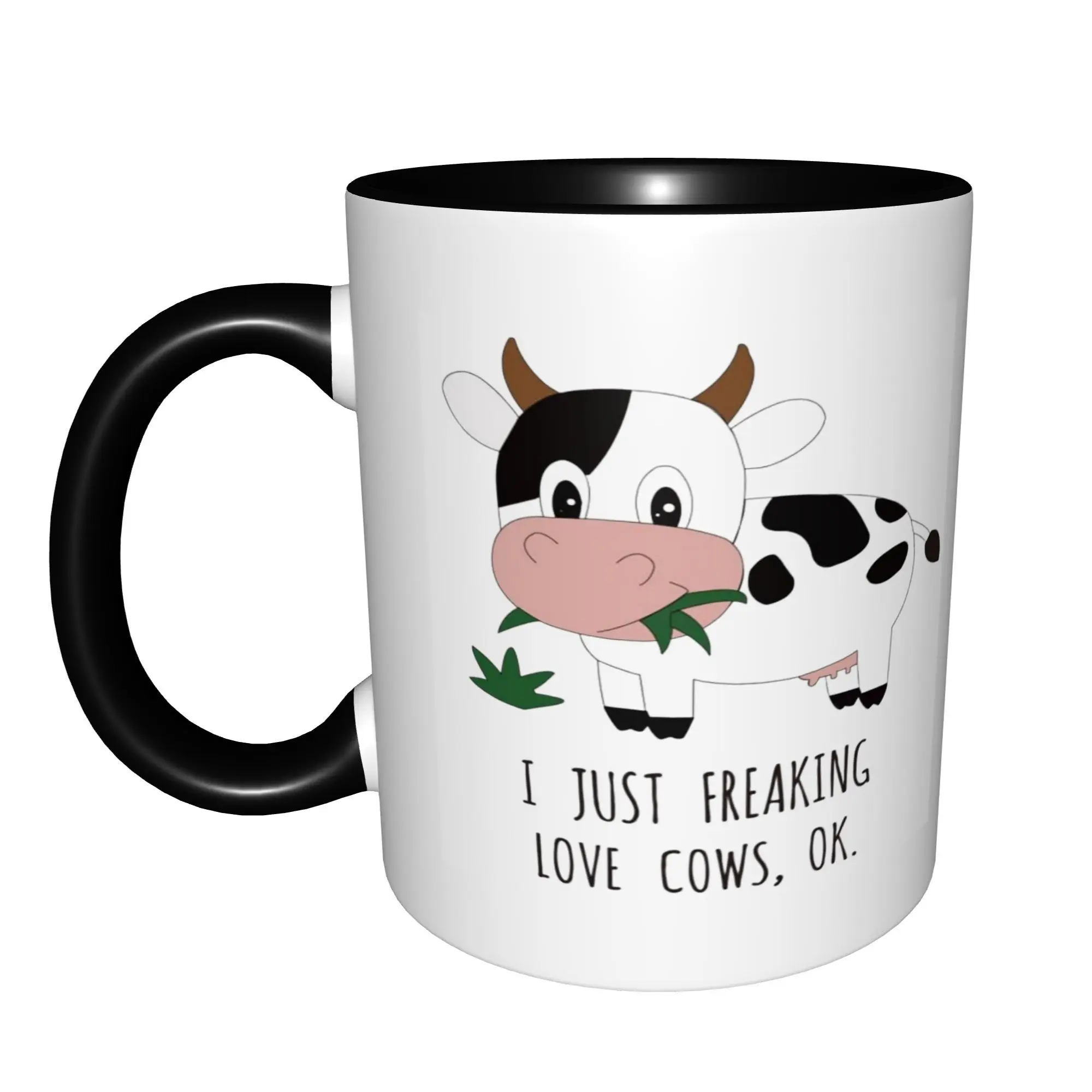 Cute Cow Coffee Mug Birthday Gifts for Women, Friend, Sister Mugs With Black Handle Birthday Coffee Mugs Ceramic Tea Cups 11oz