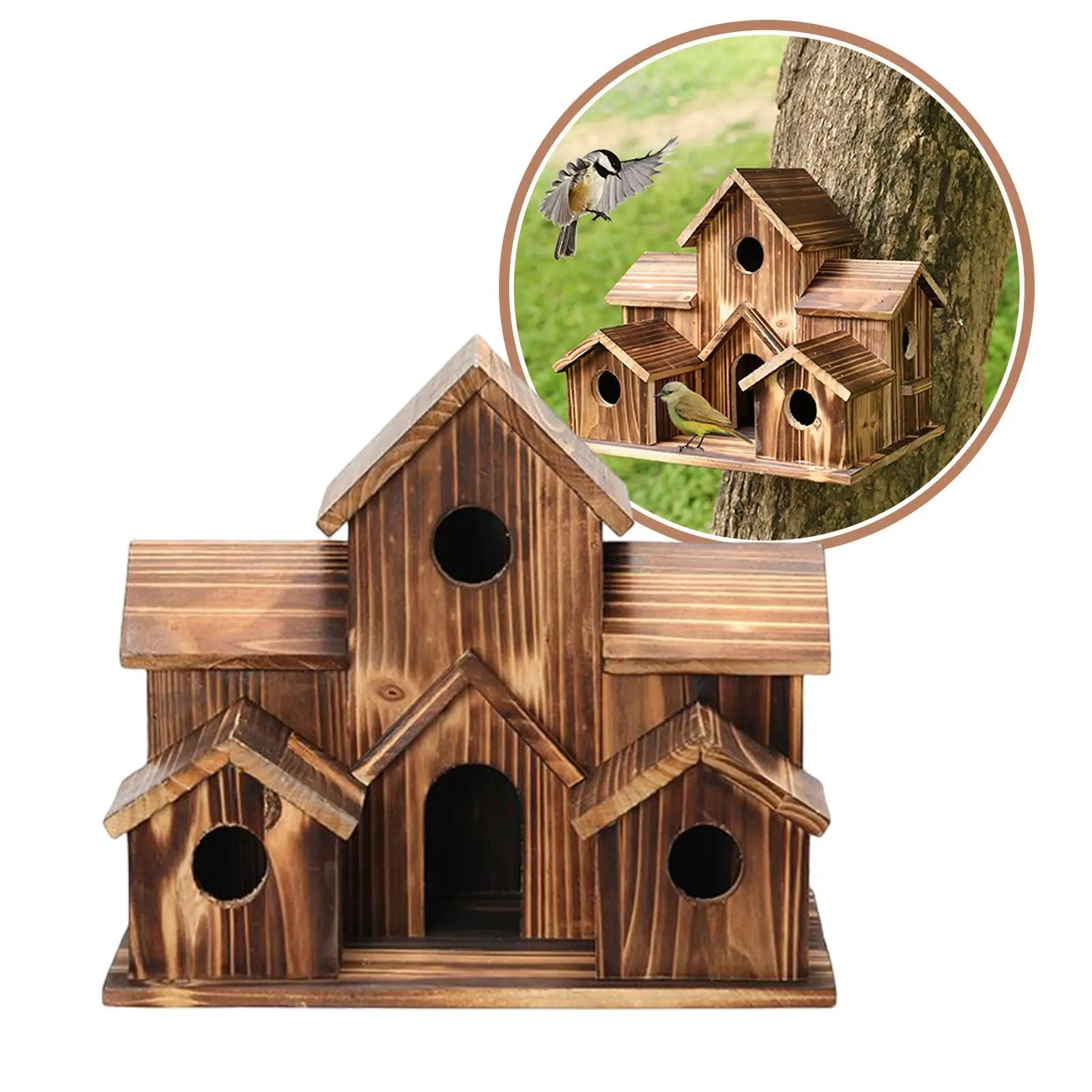 Welcome Birds To Garden Wooden Bird House Beautiful Appearance Easily Place Durable Wide Occasion Of