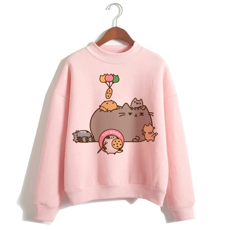 Women\'s Cartoon Cat Print Fashion Crew Sweatshirt Sweatshirt  Streetwear  Harajuku  Sweatshirts Clothes  Streetwear Women