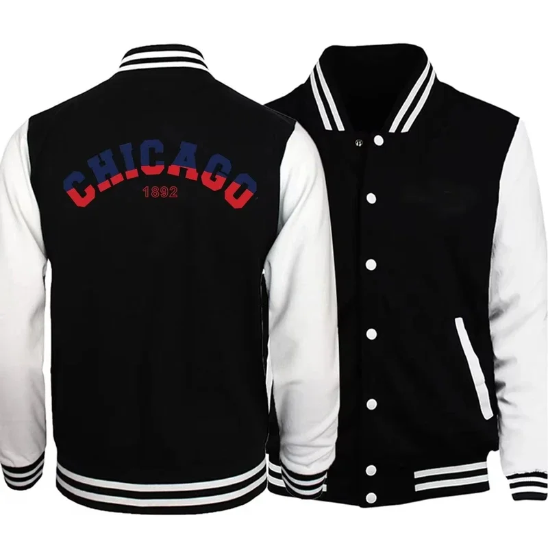 Chicago Is A City in The United StatesFemale Jacket Harajuku Button Overcoat Loose Casual Baseball Uniform Button Coat