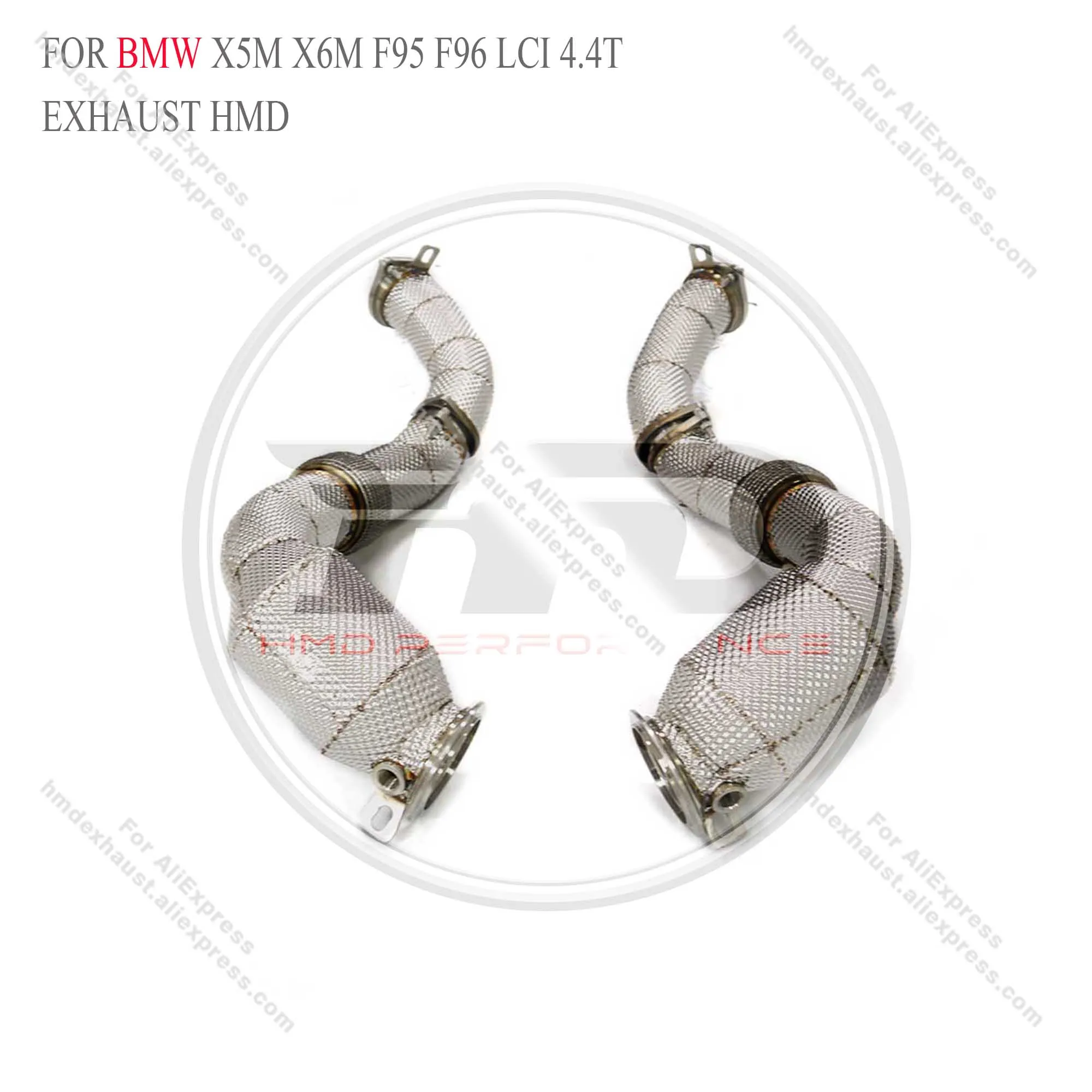 Sistema de escapamento hmd, tubo de escapamento de alto desempenho de fluxo para bmw x5m x6m f95 f96 lci 4.4t 2024 + com proteção térmica