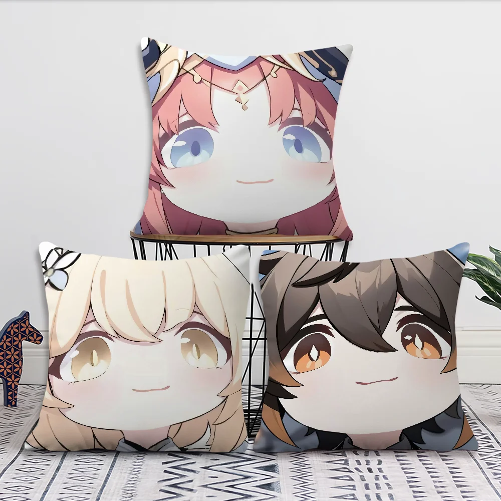 

Game Genshin Impact Cute Q Decoration Room Home Sofa living Office Car Nordic Simplicity Pillow Cover