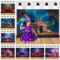 Halloween Circus Tent Backdrops Enchanted Twilight Night Pumpkin Lantern Mystical Festival Portrait Decoration Photo Backgrounds