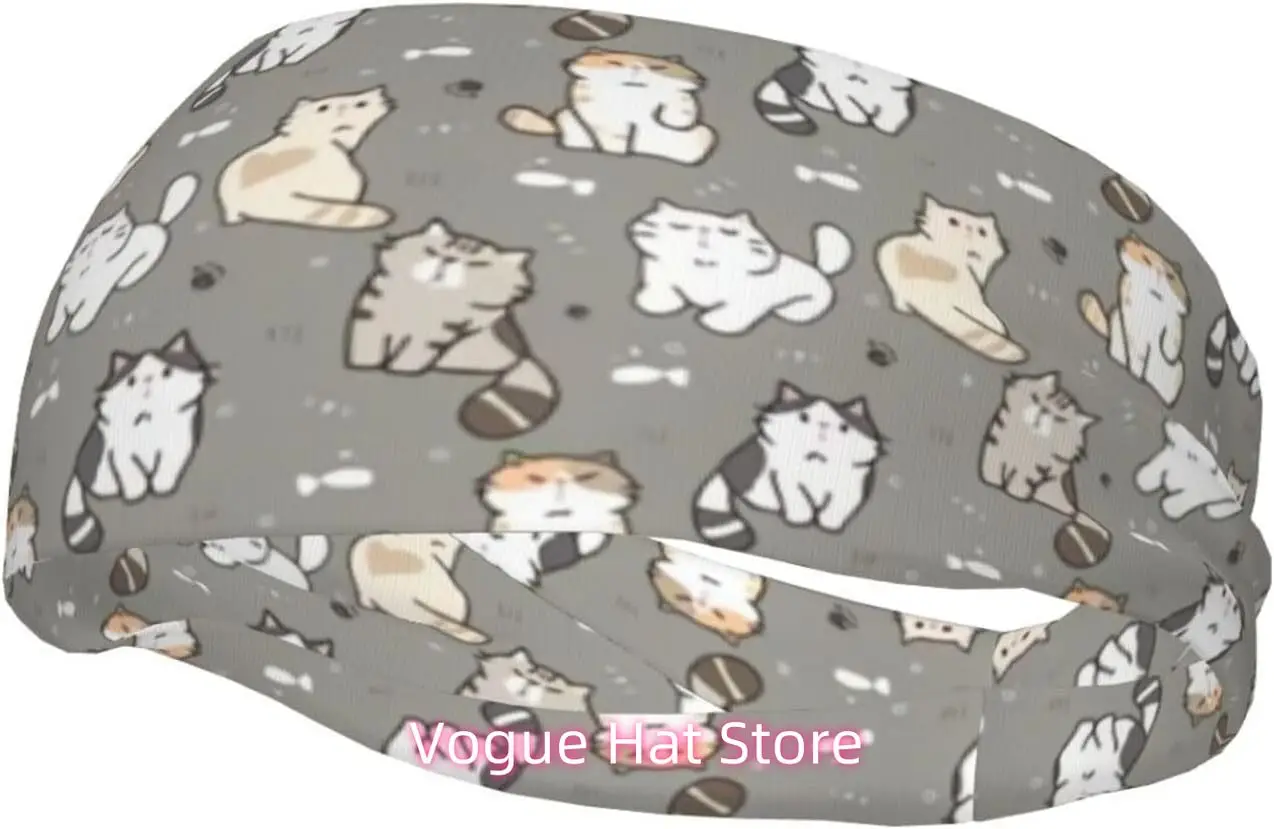 

Cat-05 Animal Sweatbands Yoga Running Sports Hairband Workout Head Grip Band Elastic Turban for Women Men