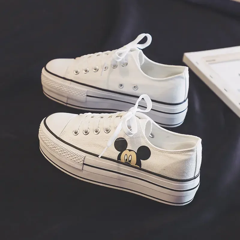 Disney Mickey Mouse canvas shoes Platform soles student all-match high top casual shoes