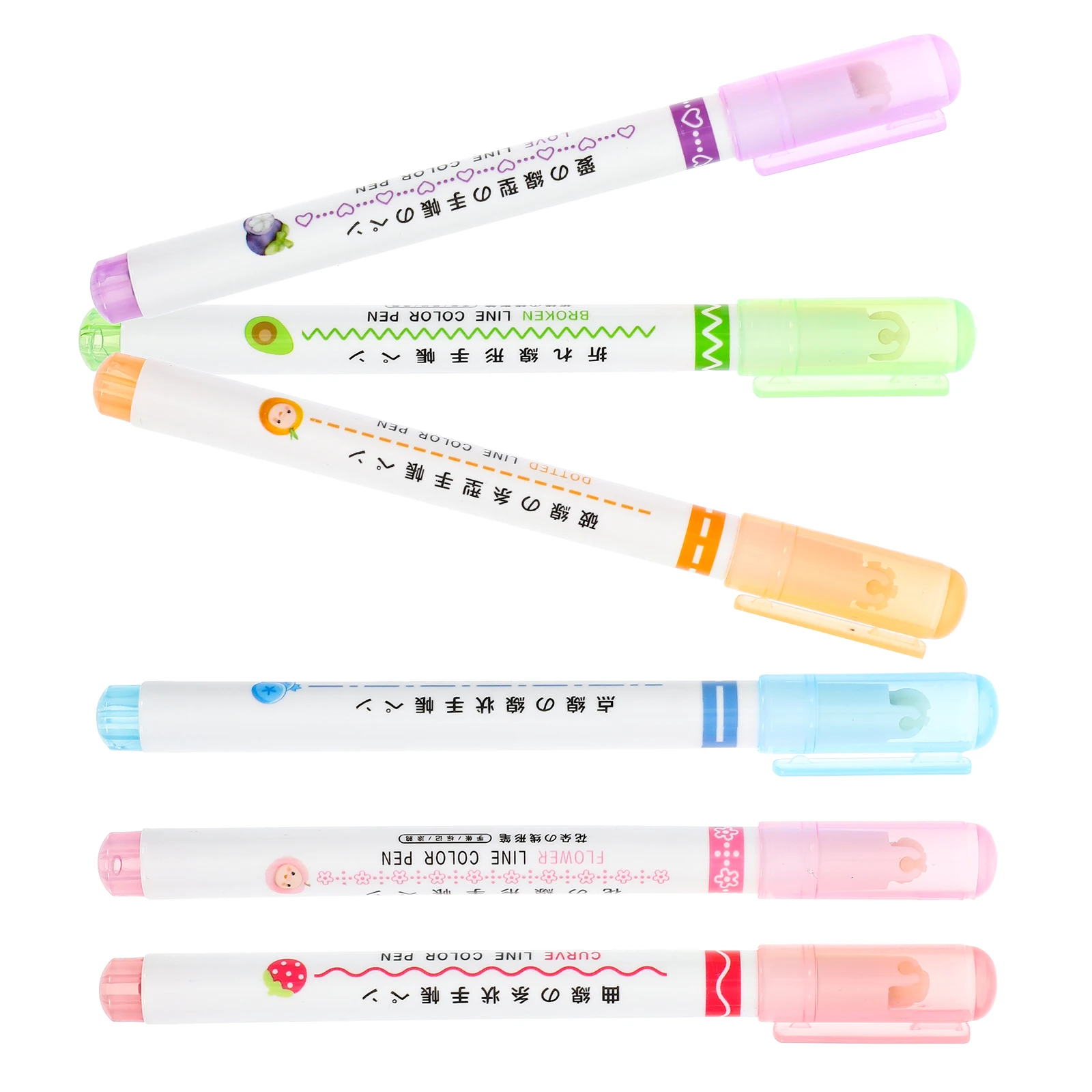 

6pcs Book Markers Small Study Marker Pens Bright Colors Smooth Writing Office School Use Plastic Marking Pens
