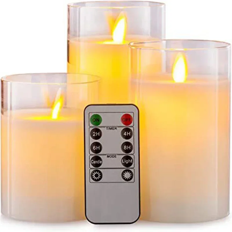 LED Lights for Home Electronic Candle LED Candle Decoration LED Glass Candle Full Set Remote Control Timer for Christmas Wedding