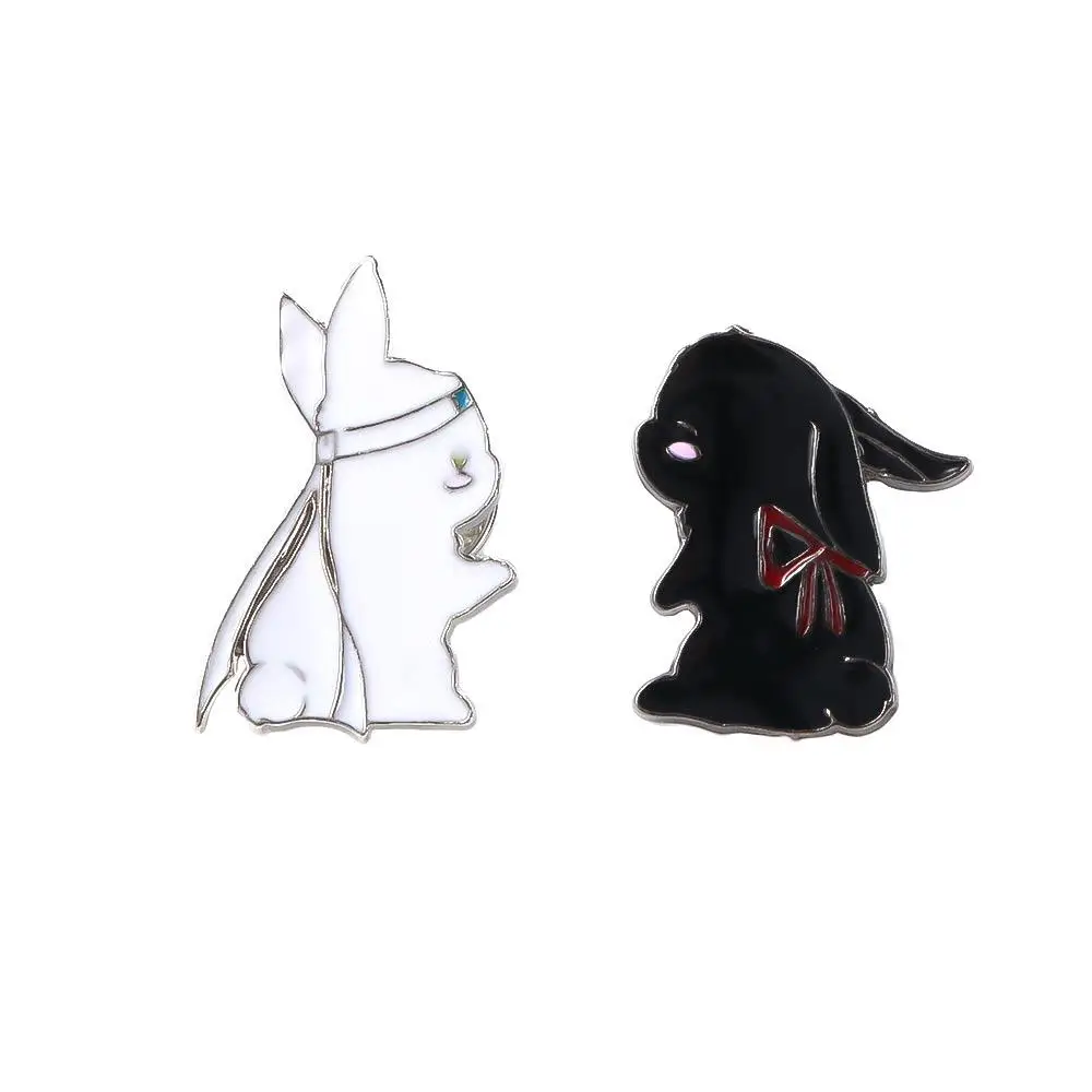 Chen Qing Ling joyería de conejo negro pin de solapa Grandmaster of Demonic Mo Dao Zhu Shi broches Pin insignia broche esmaltado