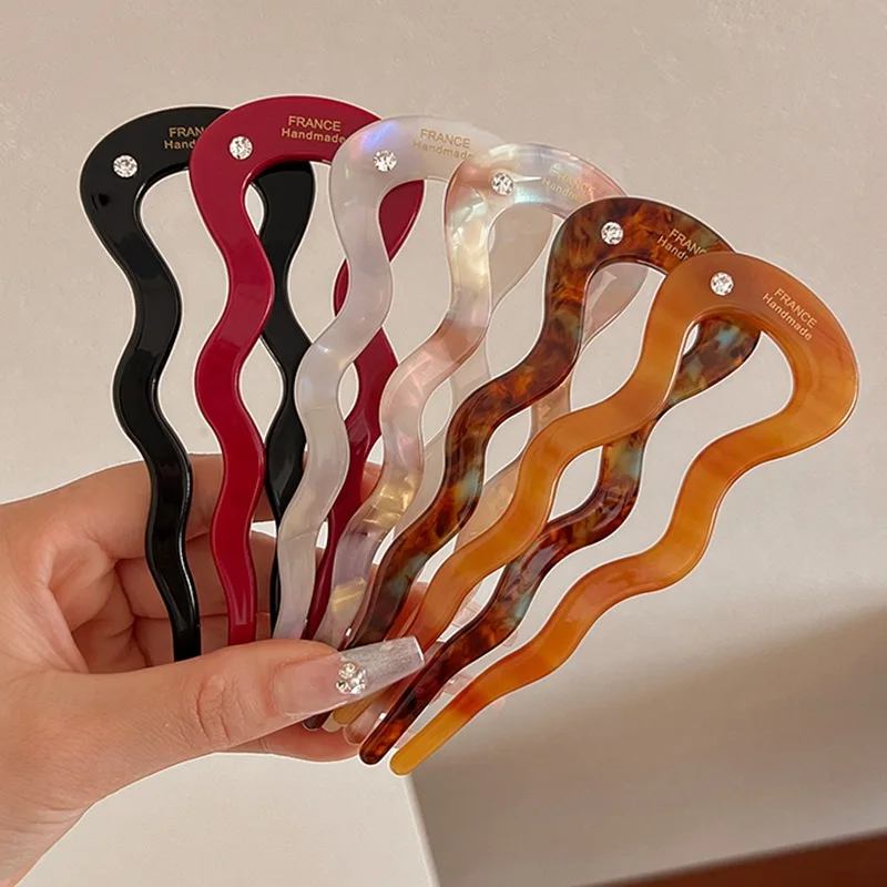 مشبك شعر بسيط مموج على شكل حرف U للنساء، دبوس شعر أنيق على شكل رأس كرات اللحم، دبوس شعر أنيق للفتيات