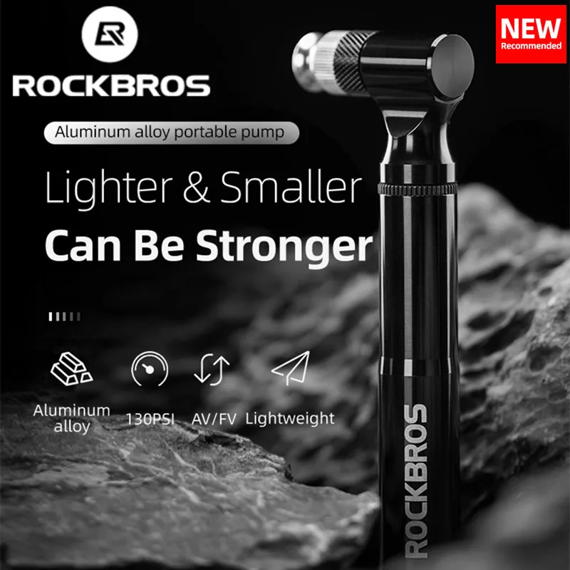 ROCKBROS 130PSI Bicycle Pump Aluminum Alloy Bike Pumps Portable Drop-proof Inflator For Schrader Presta Valve Cycling Pump