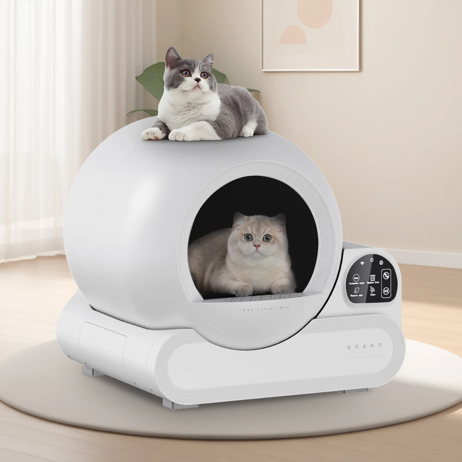 

Hot-Selling Round Smart WIFI Pet Electric Cat Litter Box Auto-Clean Semi-Automatic Self-Cleaning Feature Easy Clean PP Material