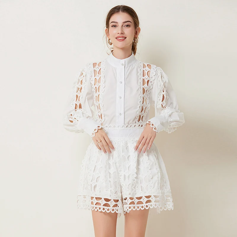 

2 Pcs Autumn Women Skirt Long Sleeve Clothing Set Lace Black Tops Blouses And Mini Elegant Party Skirt Suits Set Vestidos