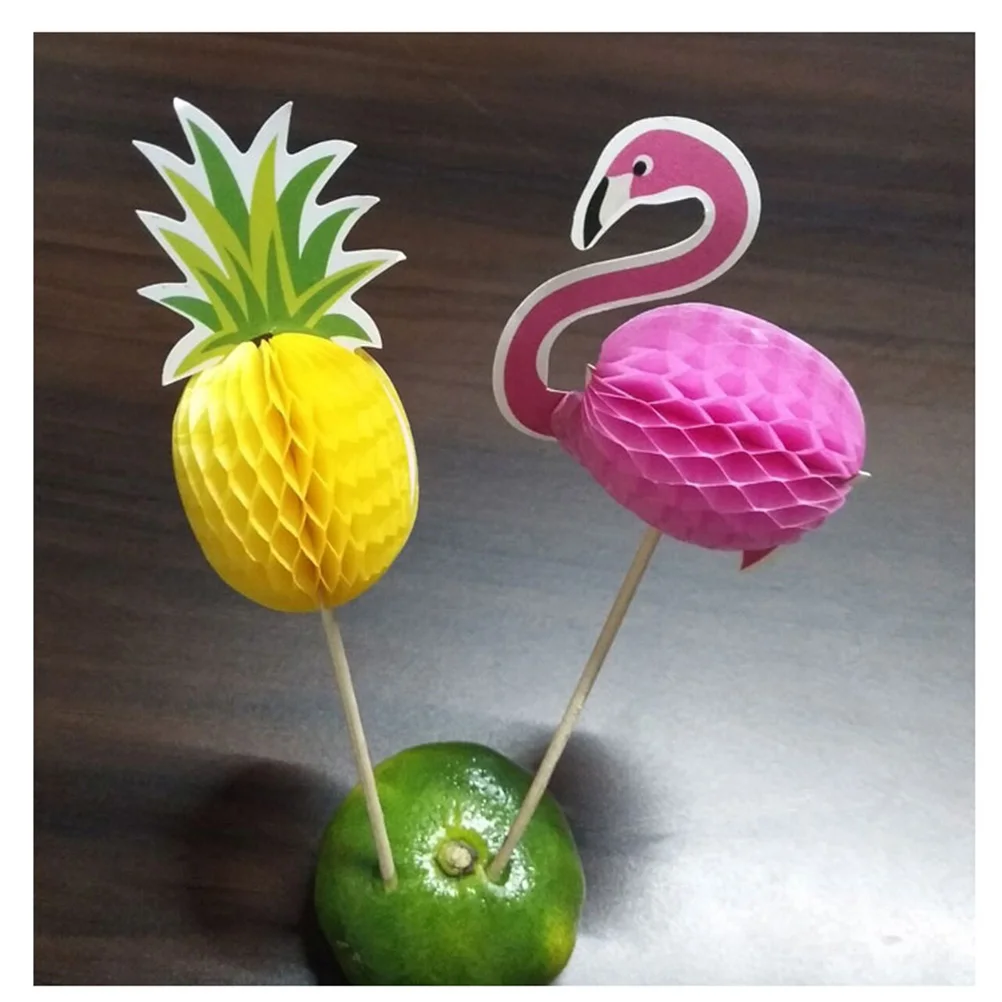 

100 Pcs Fruit Toothpicks Pineapple Cupcake Toppers Three Dimensional Party Decorations Cake Picks Non Toxic