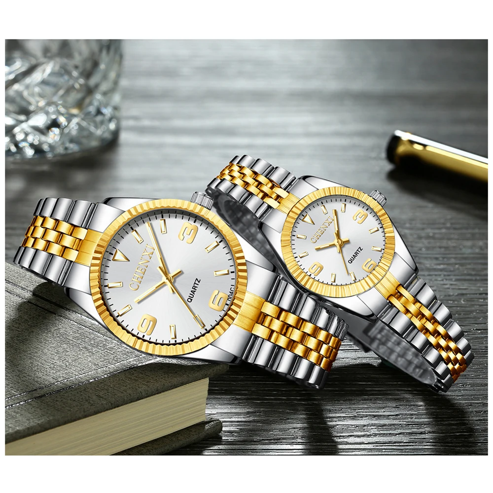 CHENXI jam tangan wanita merek Top Quartz jam tangan wanita & Pria simpel Dial jam tangan Quartz santai modis jam tangan wanita