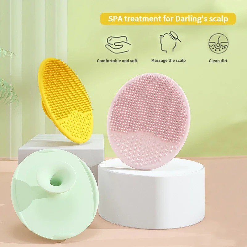 Silicone Shampoo Brush for Baby Infant Bathing Soft Boys Kids Small Shower Brush Head Hair Washing Massage Brushes Wipe Comb