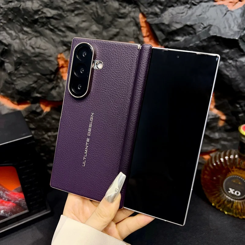 삼성 갤럭시 Z 폴드 7 가죽 비즈니스 케이스 – 풀바디 전기 도금 방지 커버 – 슬림 미니멀리스트 보호 쉘