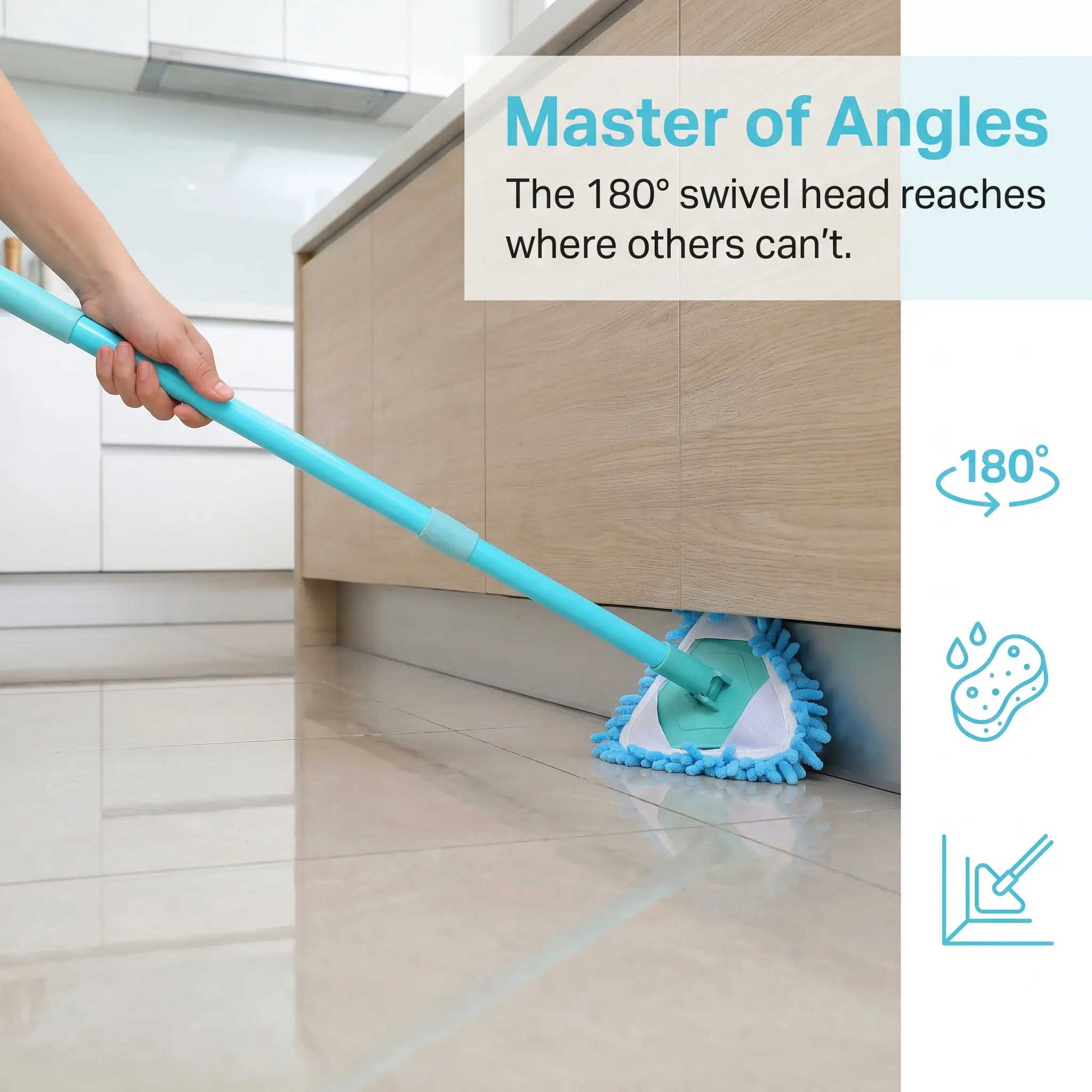 1Set Mini Mop Rotatable Floor Cleaner Telescopic Handle Household Triangle Mop for Wood Floors Mops for Wood Floor Cleaning
