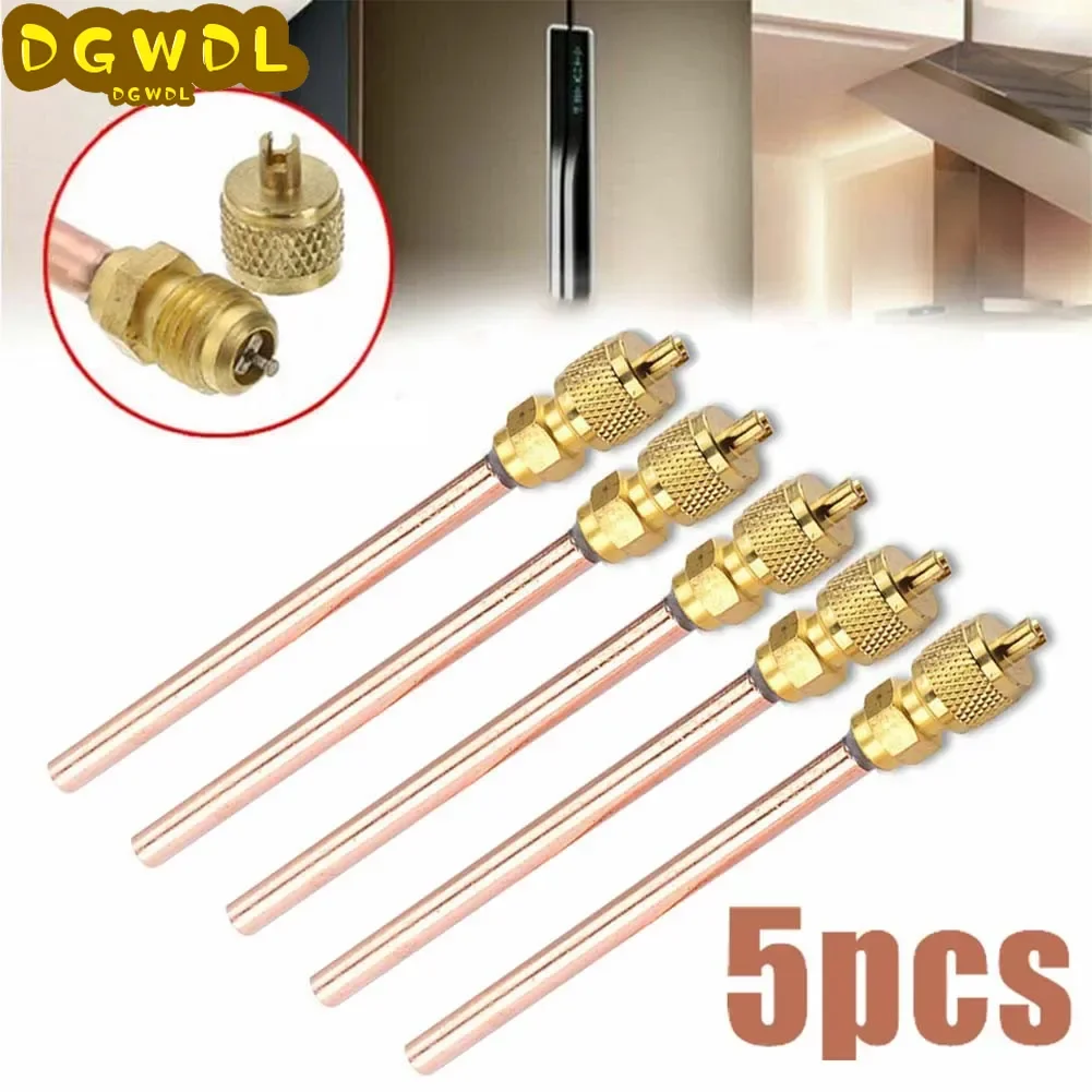 5PCS Air Conditioner Refrigeration Access Valves Copper Tube Filling Part Home DIY Power Tool Part