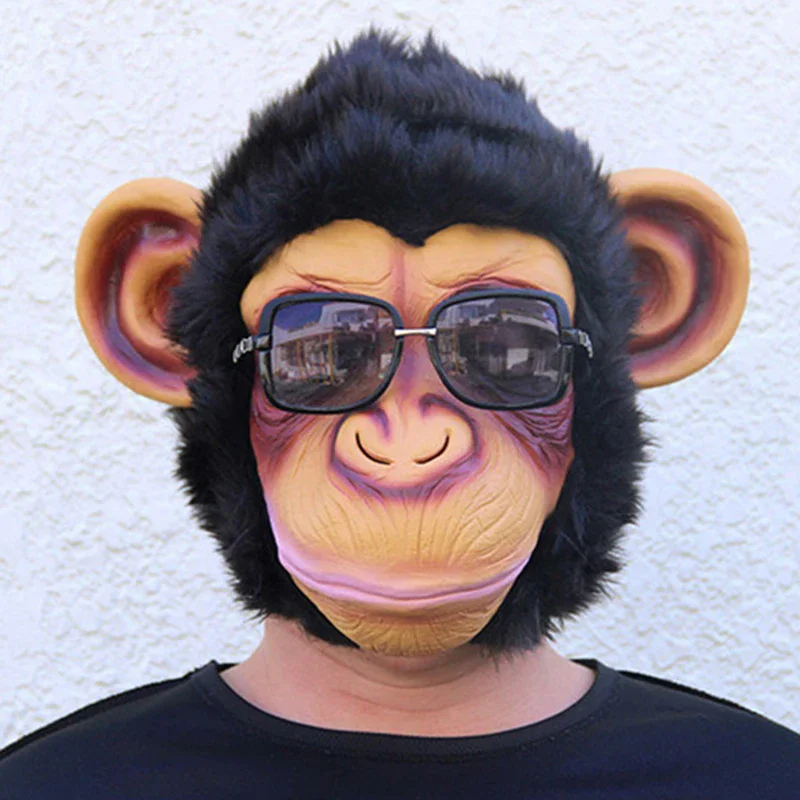 Cute Gorilla Big Ears Monkey Mask Funny Animal Halloween Masquerade Cosplay Party Eco- friendly Latex Full Face Mask