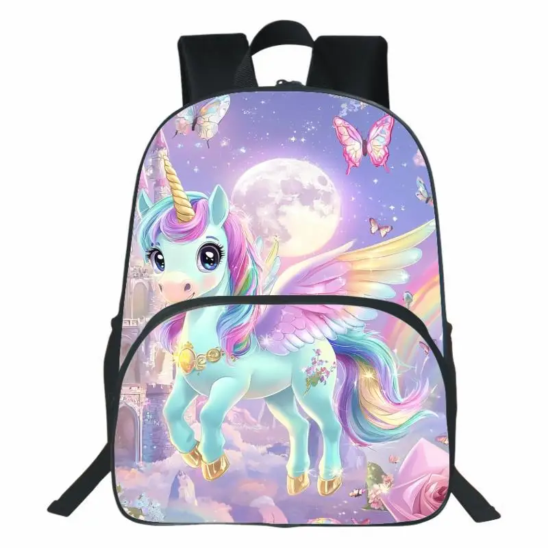 Unicorn Unicorn Round Front Bag for Primary, Secondary, and High School Students, backpacks for teenagers, DIY customization