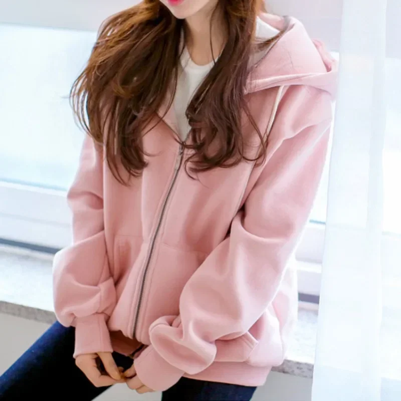 

Autumn Women's Solid Hoodies Sweatshirts Loose Hooded Jacket Casual Woman Pullover For Female Coat Women Hoodie Sweatshirt
