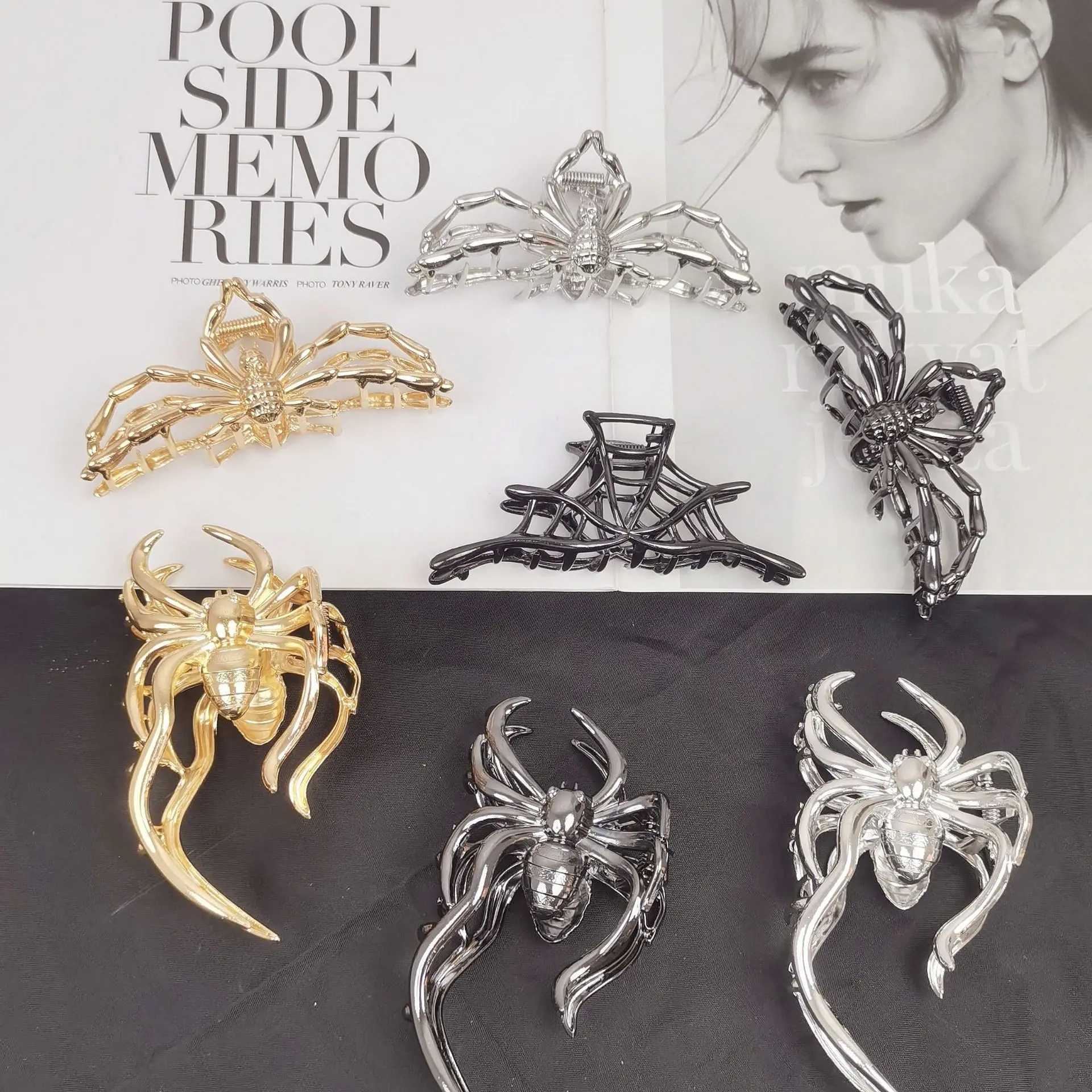 Spider grab clip Sweet cool hair clip female niche design shark clip cold wind metal hair clip large clip