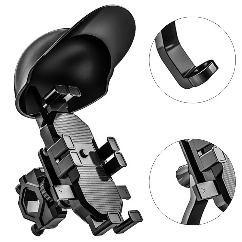 Small Helmet Rider Motorcycle Mobile Phone Holder Waterproof Bicycle Umbrella Phone Bracket Rainproof Mini Cell Phone Holder Hat