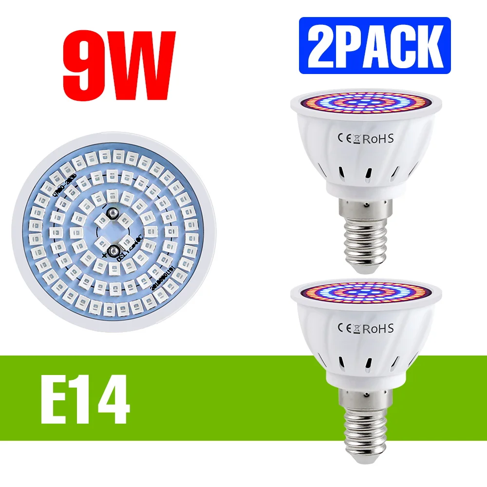9W LED Volledige Spectrum Grow Lamp E27 Indoor Hydrocultuur Groei Doos E14 Succulente Zaailingen 220V Kas tent Teelt Verlichting