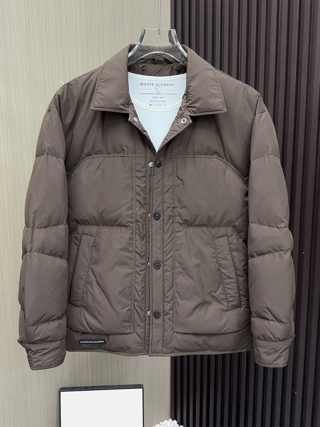 

Легкая теплая модная мужская зимняя куртка с воротником, устойчивая к холоду, простая, универсальная, повседневная, короткая, пуховая куртка