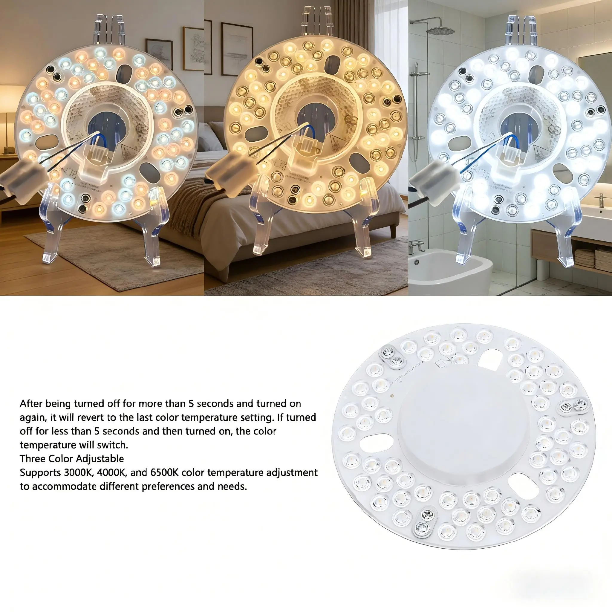 Ceiling Board Circular Lamp 130mm 18W 3CCT Dimmable Round Replacement Ceiling Fan Light 110-240V Energy Saving Home Light Parts image 5