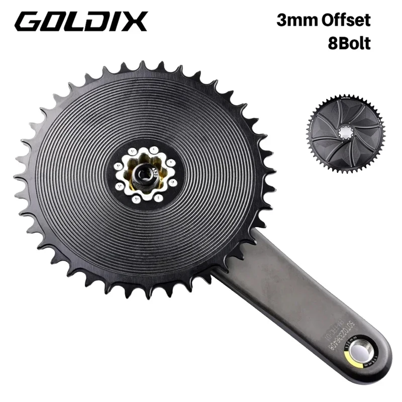 

GOLDIX Bicycle Chainring Aluminum Alloy CNC Chainring 8-Bolt 3mm Offset 34-58T AERO Bicycle Parts