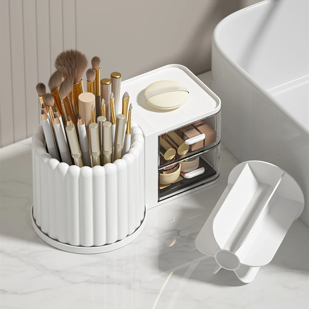 

Rotating Brush Holder Desktop Pen Pencil Organizer 360° Multi-Function Storage Box For Makeup Brushes Stationery