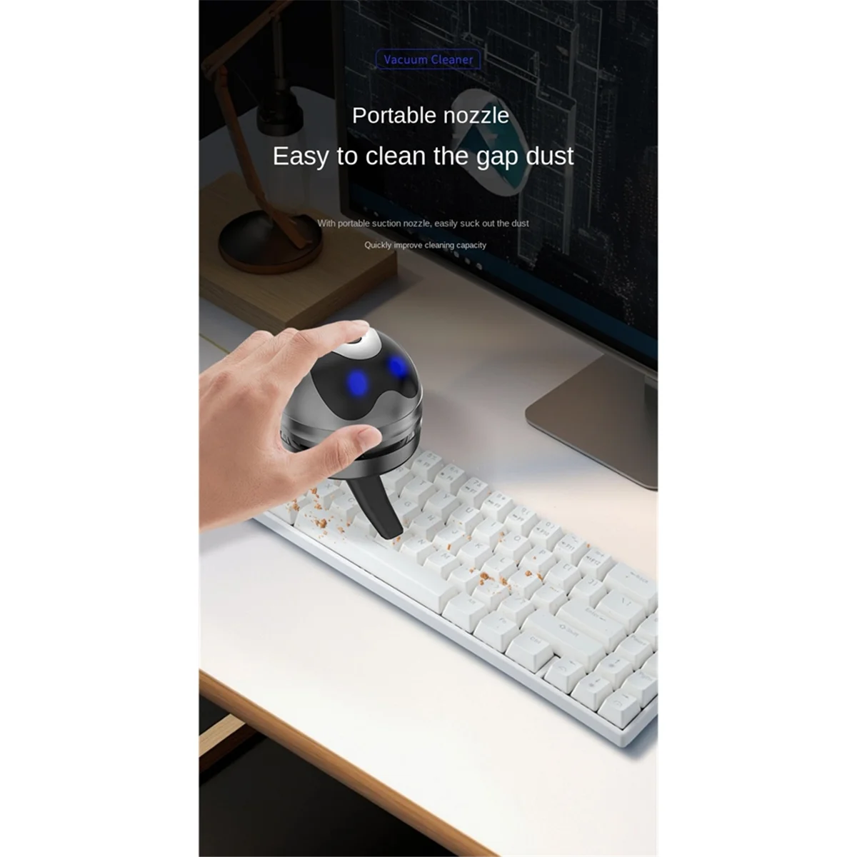 2025+ Desktop Vacuum Cleaner Mini,Cordless & Portable,Dust & Crumb Sweeper,Cute Cartoon Robot,USB Type C for Remove Dust/Hair