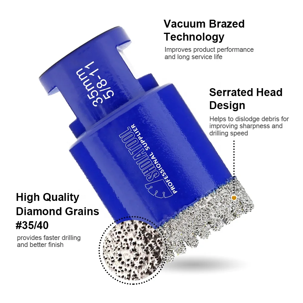 

6+8+10+25+35+50+65MM 5/8''-11 Thread Diamond Core Drill Bit Chamfer Bit Milling Finger Bit With Hex Shank Adapter Oxford Set