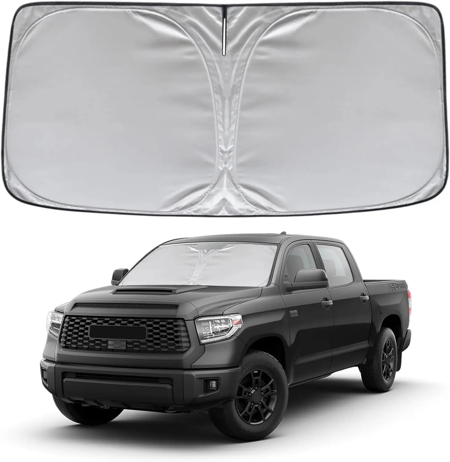

Custom Fit Windshield Sun Shade for 2007-2021 Toyota Tundra Foldable Front Window Cover